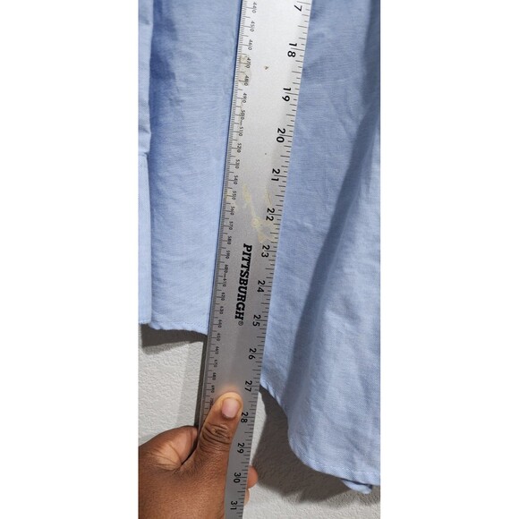 ZARA WOMAN OVERSIZED SATIN EFFECT POPLIN BUTTON DOWN SHIRT BLUE L - Picture 9 of 13